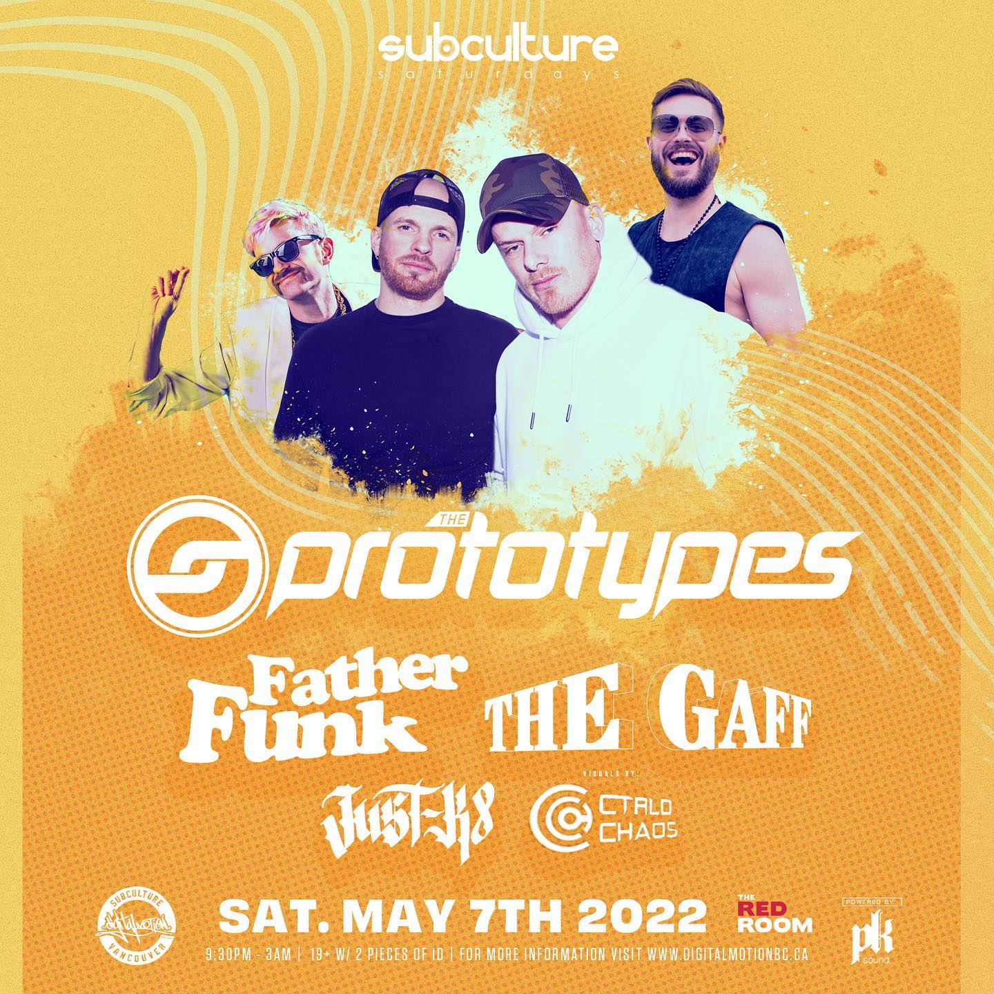 Coming up fast! You won't want to miss this amazing multi-genre night we have planned for every one in attendance next week. Catch @theprototypes @fatherfunk @thegaff @justk8music @ctrldchaos May 7th @redroomvancity 🔊💯🎶❤️