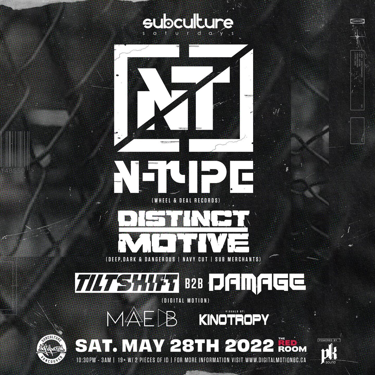 🚨show announcement🚨 We’re very excited to announce the return of @djntype & @distinctmotive to @redroomvancity May 28th! If you love dubstep (the proper stuff) & deep bass vibes you won't want to miss this fantastic double header on one of the baddest sound systems in all of Vancity! Early bird tickets are now available. 🔊🎶💯🚨🎉